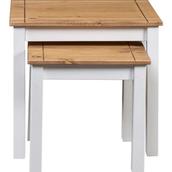 vidaXL Småbord>Satsbord 2 st vit massiv furu panama