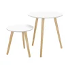SONGMICS Småbord>Satsbord med ben i massivt trä - 2-pack Vit/Trä
