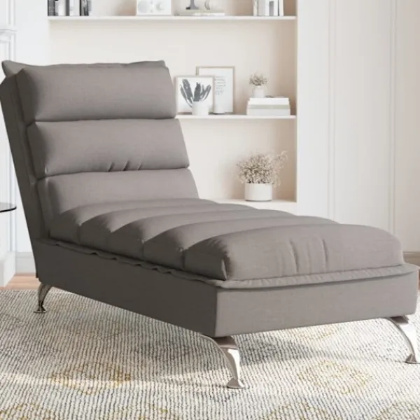 vidaXL Soffor>Schäslong med dynor taupe tyg