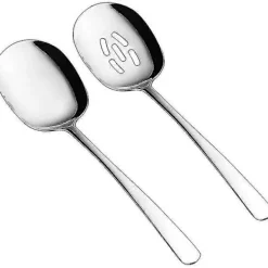 Matgrupper>Serveringsskedar Set, 25 cm Hålslev Och Serveringssked, Skedar Bestick, Matlagningssked, Deg