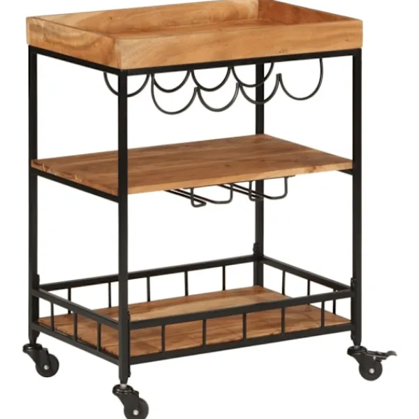 vidaXL Sideboards>Serveringsvagn 60x40x80 cm massivt akaciaträ och järn