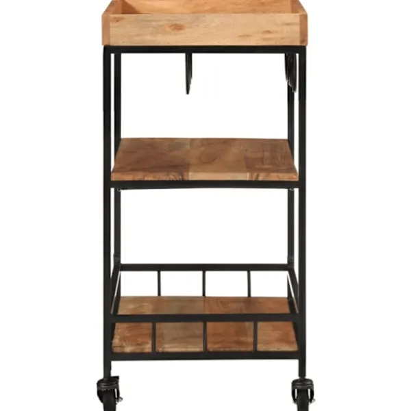 vidaXL Sideboards>Serveringsvagn 60x40x80 cm massivt akaciaträ och järn