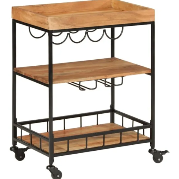vidaXL Sideboards>Serveringsvagn 60x40x80 cm massivt akaciaträ och järn
