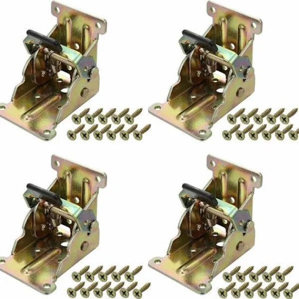 Balkongmöbler>Set med 4 fällbara gångjärn självlåsande plåtvikningsförlängningslås fällbara benkontakter för bordssängsoffa (guld)