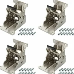 Balkongmöbler>Set med 4 fällbara gångjärn självlåsande plåtvikningsförlängningslås fällbara benkontakter för bordssängsoffa (silver)