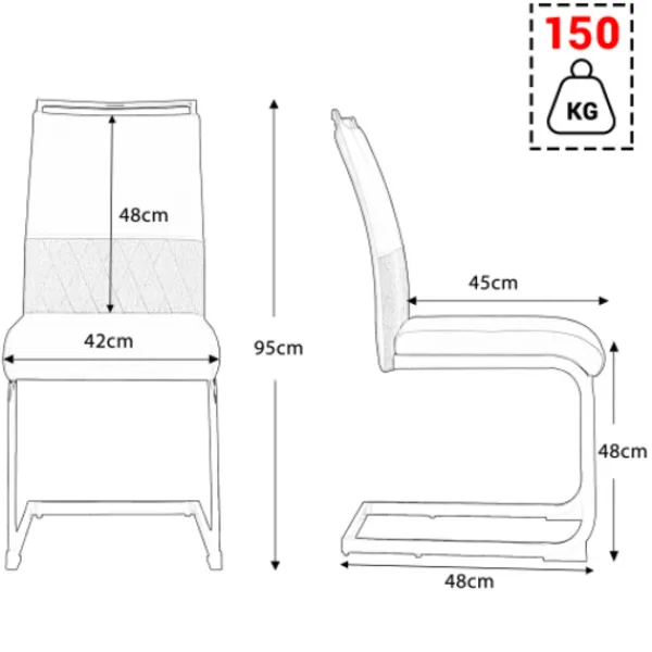Matgrupper>Set med 4 högryggade matstolar tillverkade av PU-läder och linne, horisontell randdesign för kök/kontor, svart