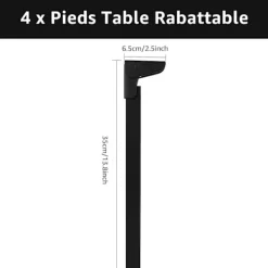 Matbord>Set med 4 hopfällbara bordsben 35 CM, 90 graders hopfällbara bordsben, svarta hopfällbara soffbordsben för