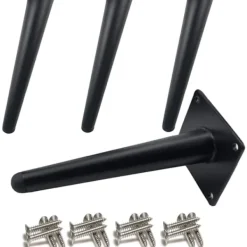 Småbord>Set med 4 lutande bordsben - Vinklade avsmalnande 30 cm, svarta, metallskåpsben, avsmalnande möbelben, tysta ersättningsben för soffa, bord och