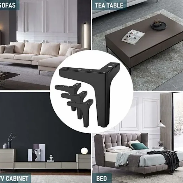 Stolar>Set med 4 möbelben belastar upp till 600 kg, 17 cm moderna triangelformade metallbordsben, hårnålsben för skåp, soffa, svart ( cm) cm 13