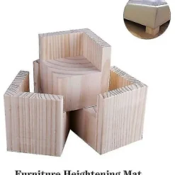 Balkongmöbler>Set med 4 Möbelhöjare, Trämöbelhöjare, Sänghöjare, Bordshöjare, Möbelbenslyftfötter för Sängbord (Storlek: 5x5x5cm)