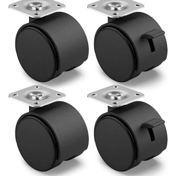 Stolar>Set med 4 möbelhjul 40 mm - Transporthjul med broms upp till 25 kg per hjul - Snurrhjul för inomhusmöbler