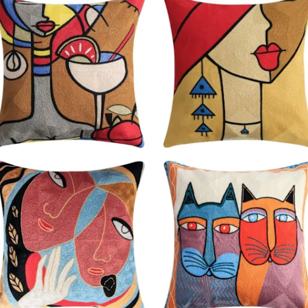 Soffor>Set med 4 Picasso Kuddfodral 45x45 cm Dekorativ Soffkudde - Perfekt
