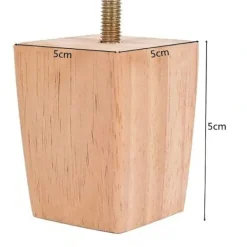 Sängar>Set med 4 sängben i trä med monteringsplattor och skruvar - 5 cm höjd