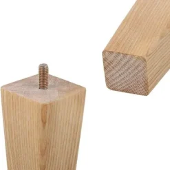 Sängar>Set med 4 sängben i trä med monteringsplattor och skruvar - 5 cm höjd - XF22