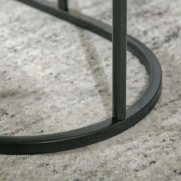 Northio Soffbord>Set Med 2 Soffbord Runt Ovalt Beställningsbord Soffbord Stapelbart Med Konstmarmorsida Upp Till 30 Kg Mdf-Stål Svart Ø50 X 50,5H Cm