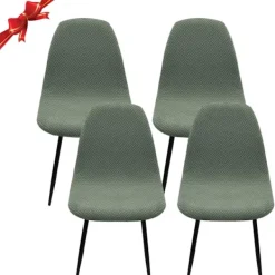 Stolar>Set med 4, Stretch Skandinaviska Stolsöverdrag för Matsalsstolar, Diagonal Jacquard Universal Elastiskt Stolsöverdrag för Heminredning, Turkos