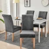 Stolar>Set med 4 Stretch Stolsöverdrag för Matstolar, Stretch Spandex med Elastiska Överdrag, Stora Sammetsöverdrag för Matstolar (Mörkgrå)