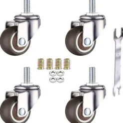 Stolar>Set med 4 svängbara möbelhjul - M6 X 15mm - Med 25mm gänga - Mjukt gummi - Tpe-gänga - Mini möbelhjul (25mm)