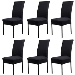 Stolar>Set med 6 Universal Stretch Stolöverdrag - Modern - Svart
