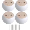 AIZHENCHEN Balkongmöbler>Set med 4 vita runda möbelben i eukalyptusträ 8 x 8 x 5 cm - XF4 -
