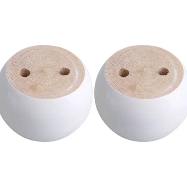 AIZHENCHEN Balkongmöbler>Set med 4 vita runda möbelben i eukalyptusträ 8 x 8 x 5 cm - XF4 -