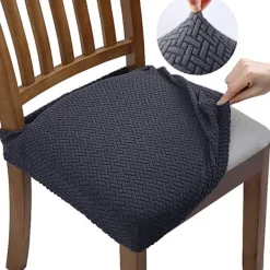 Stolar>Set med jacquardmönstrade stretchiga stolsöverdrag, avtagbara och tvättbara