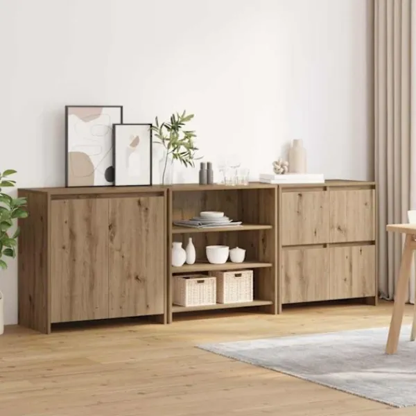 vidaXL Sideboards>Sideboard 3 pcs Artisan Ek 70 x 41 x 75 cm Konstruerat trä