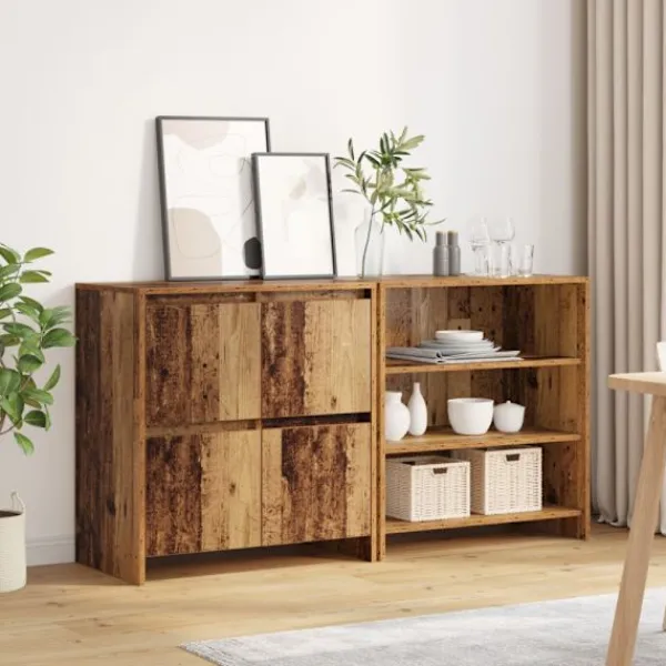 vidaXL Sideboards>Sideboard 2 pcs Gammalt trä 70 x 41 x 75 cm Konstruerat trä