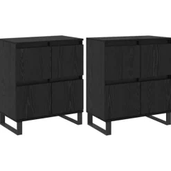 vidaXL Sideboards>Sideboard 2 pcs Svart Ek 60 x 35 x 70 cm