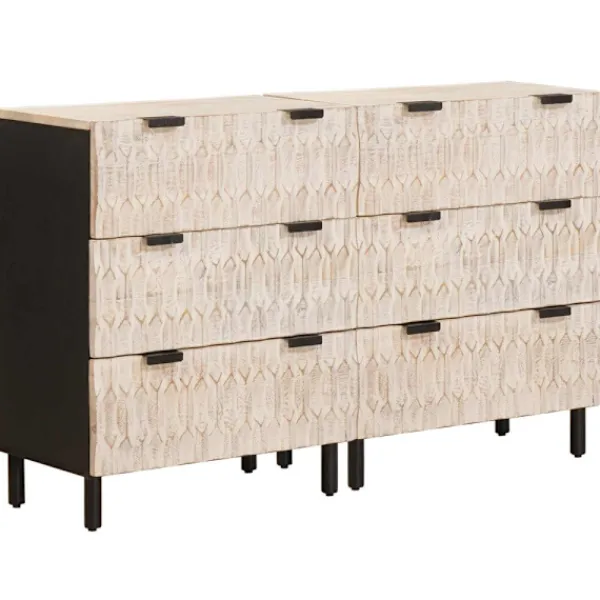 vidaXL Byråer>Sideboard 2 pcs Vit Tvätt Finish 60 x 33 x 75 cm