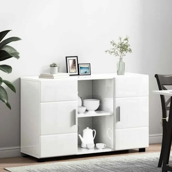 vidaXL Sideboards>Sideboard Högblanka vita 88,5 x 30,5 x 55,5 cm Konstruerat trä
