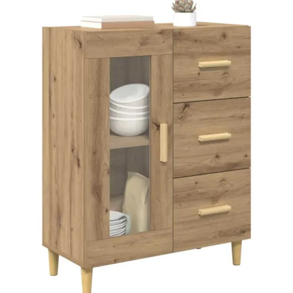 vidaXL Skåp>Sideboard med låda Artisan Ek 69,5 x 34 x 90 cm Konstruerat trä