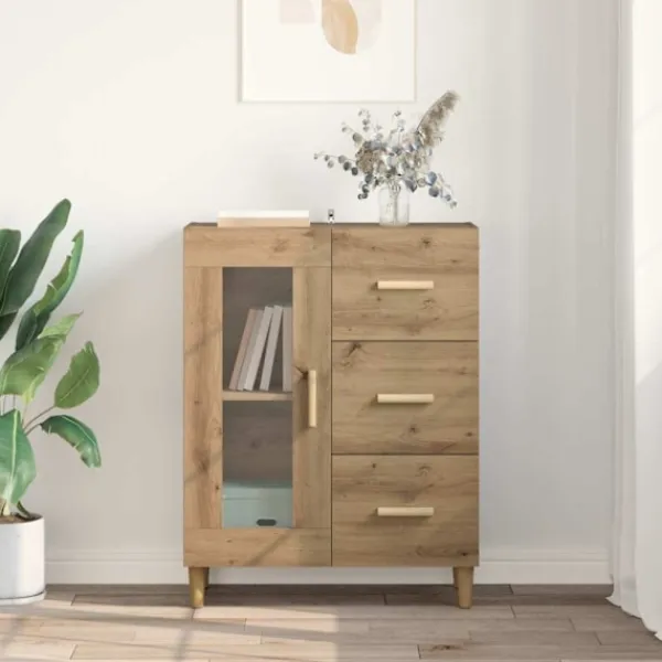 vidaXL Skåp>Sideboard med låda Artisan Ek 69,5 x 34 x 90 cm Konstruerat trä
