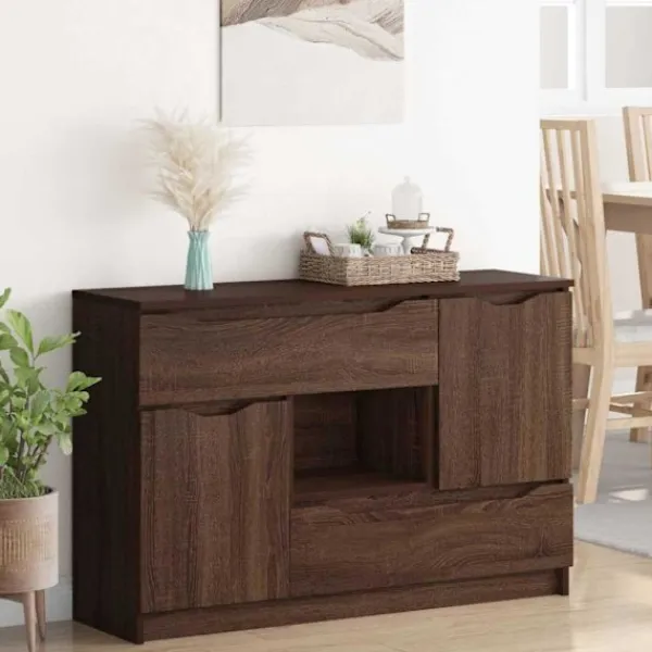 vidaXL Sideboards>Sideboard med låda Brun Ek 100 x 30 x 65,6 Konstruerat trä