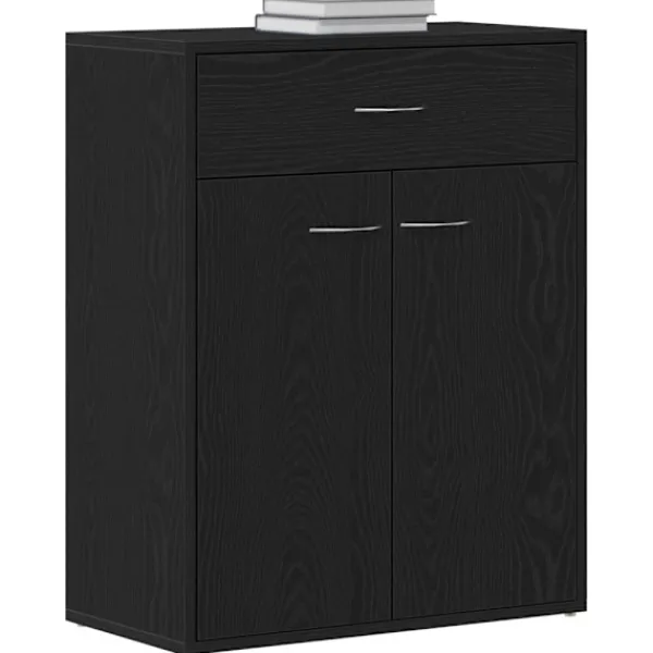 vidaXL Sideboards>Sideboard med låda Svart Ek 60 x 30 x 75 cm Konstruerat trä