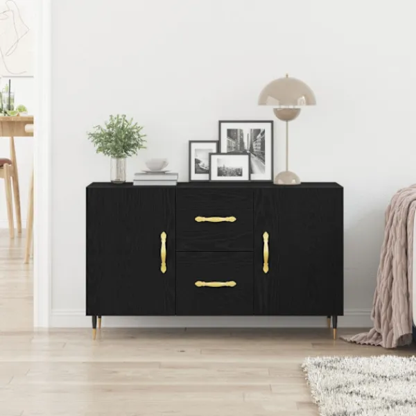 vidaXL Sideboards>Sideboard med låda Svart Ek 100 x 36 x 60 cm Konstruerat trä