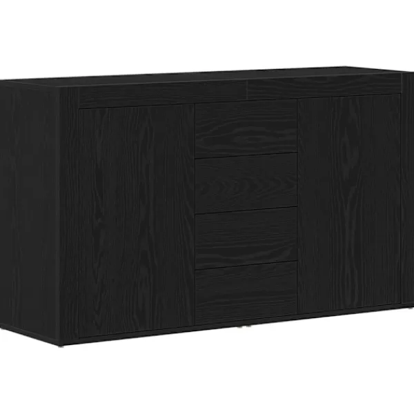vidaXL Sideboards>Sideboard med låda Svart Ek 120 x 36 x 69 cm Konstruerat trä