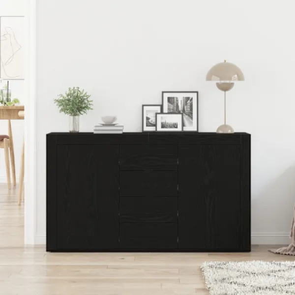 vidaXL Sideboards>Sideboard med låda Svart Ek 120 x 36 x 69 cm Konstruerat trä