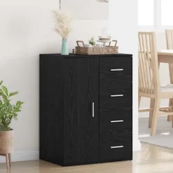vidaXL Sideboards>Sideboard med låda Svart Ek 59 x 39 x 80 cm Konstruerat trä