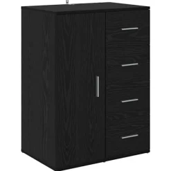 vidaXL Sideboards>Sideboard med låda Svart Ek 59 x 39 x 80 cm Konstruerat trä