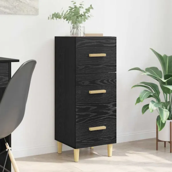 vidaXL Byråer>Sideboard med låda Svart ek 34.5 x 34 x 90 cm Konstruerat trä