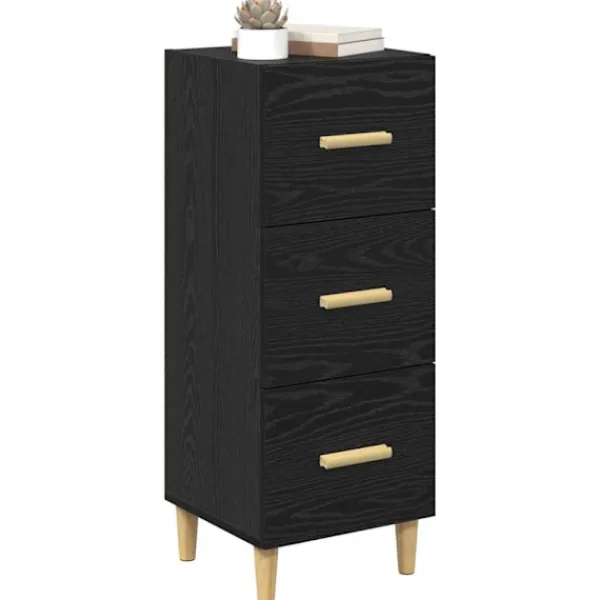 vidaXL Byråer>Sideboard med låda Svart ek 34.5 x 34 x 90 cm Konstruerat trä