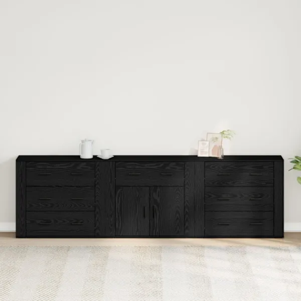 vidaXL Sideboards>Sideboard med låda Svart Ek 240 x 33 x 70 cm Konstruerat trä