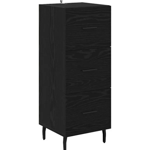 vidaXL Byråer>Sideboard med låda Svart ek 34 x 34,5 x 90 cm Konstruerat trä
