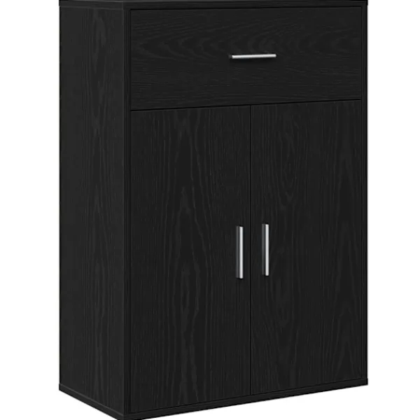vidaXL Sideboards>Sideboard med låda Svart Ek 60 x 30 x 84 cm Konstruerat trä