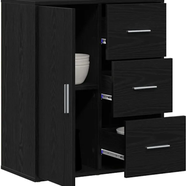 vidaXL Sideboards>Sideboard med låda Svart Ek 60 x 31 x 70 cm Konstruerat trä