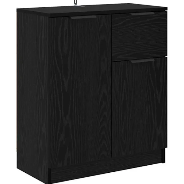 vidaXL Sideboards>Sideboard med låda Svart Ek 60 x 30 x 70 cm Konstruerat trä