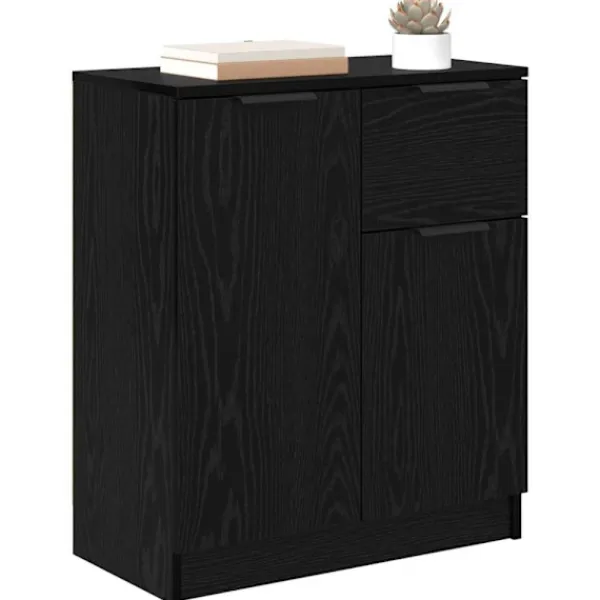 vidaXL Sideboards>Sideboard med låda Svart Ek 60 x 30 x 70 cm Konstruerat trä