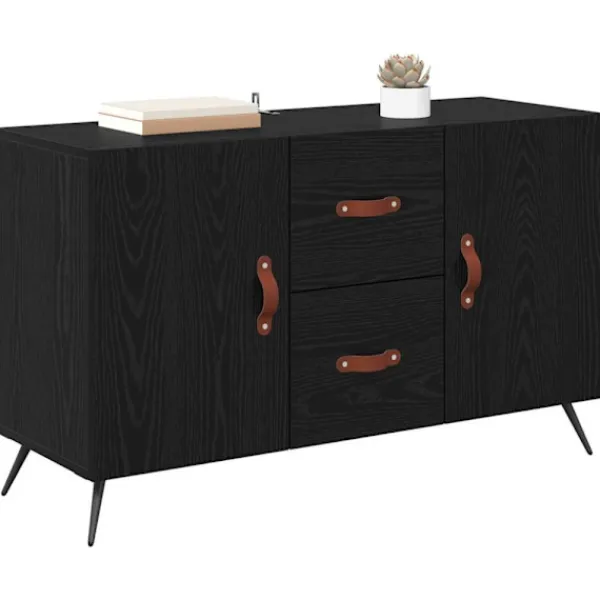 vidaXL Sideboards>Sideboard med låda Svart Ek 100 x 36 x 60 cm Konstruerat trä