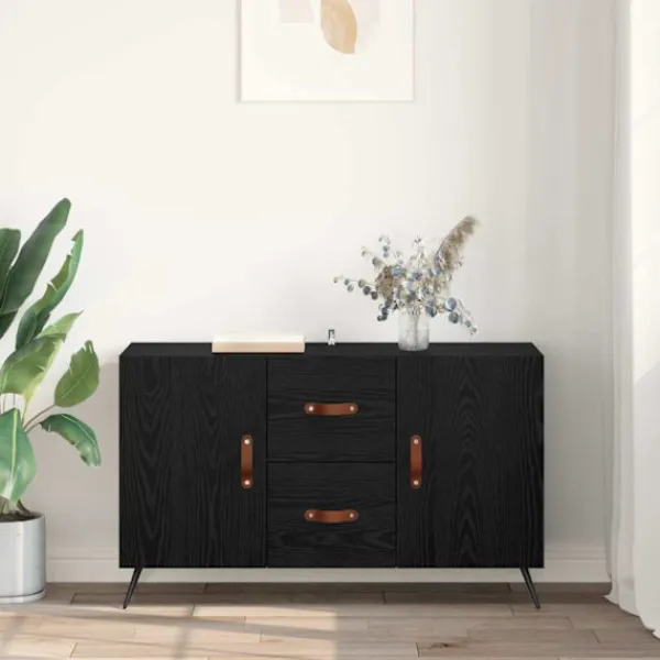 vidaXL Sideboards>Sideboard med låda Svart Ek 100 x 36 x 60 cm Konstruerat trä
